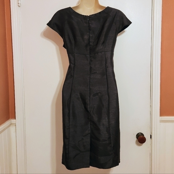 Madison Leigh Petite Belted Tailored Pencil Dress Grey 4 Petite - Picture 6 of 13